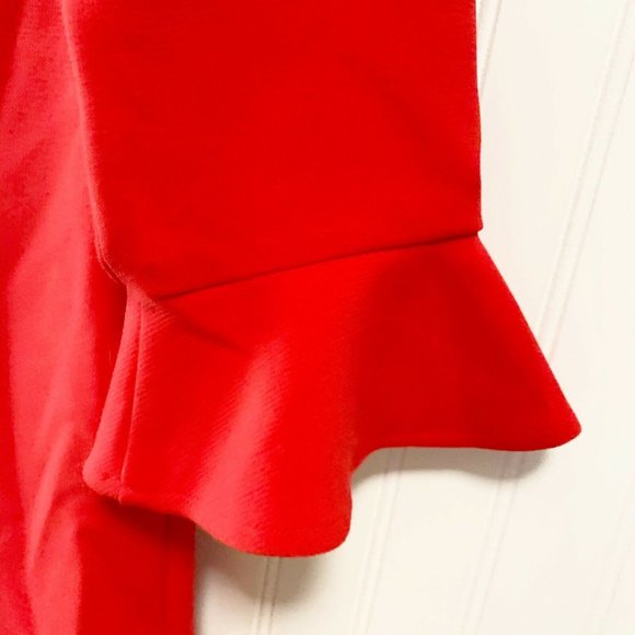 Ann Taylor Red 3/4 Fluted Sleeve Shift  Dress - Picture 5 of 6